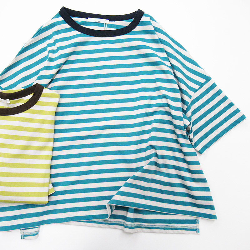 LAITERIE CD天竺ボーダーリンガーBIG Tシャツ/TURQUOISE74 【日本製】